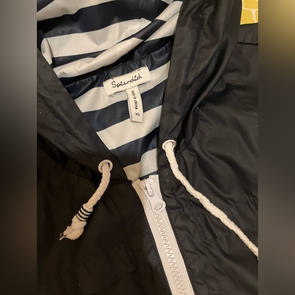 Splendid rain, jacket, blue, and white striped - Picture 2 of 4